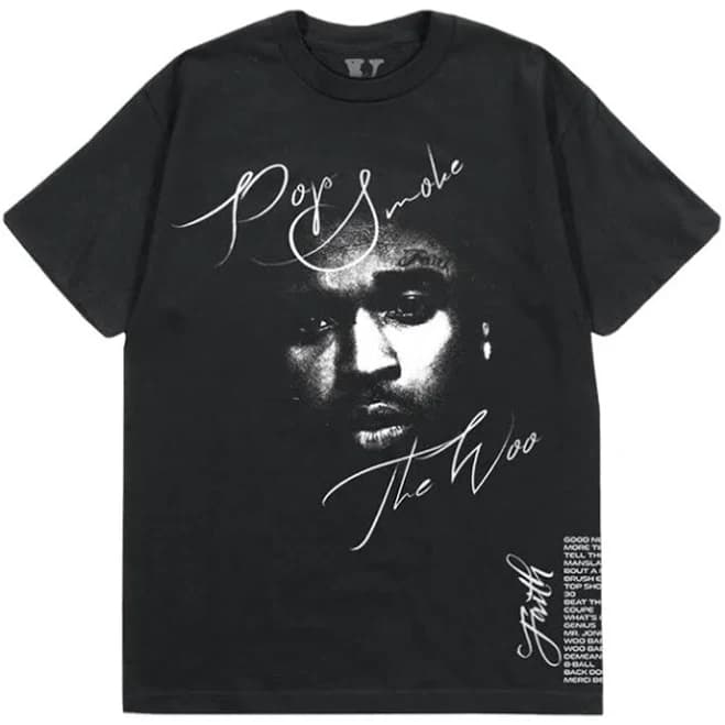 Vlone x Pop Smoke The Woo T-shirt (Large) BLACK AND WHITE 1 SHIRT