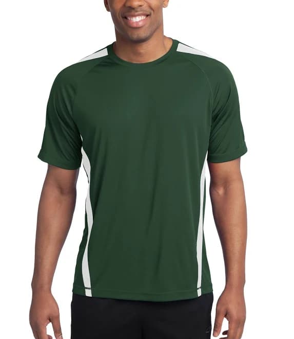 Sport-Tek TST351 Wholesale Tall Colorblock Posicharge Competitor Tee - Forest Green / White - XLT - Blank & Bulk Available