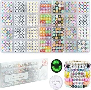 FZIIVQU 1400 Pcs Letter Beads Kit, 28 Styles White Acrylic Alphabet Beads Letter Beads for Jewelry Making wiht Number Beads Heart Beads Friendship Bracelet Kit