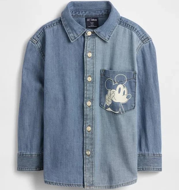 Babygap × Disney Mickey Mouse Denim Shirt In Blue