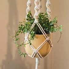 Dahey Macrame Plant Hanger Indoor Hanging Planter Basket Handmade Woven Cotton Rope Flower Pot Decorative Crochet Plant Holder Stand for Boho Home Decor No Tassels,35 Inch,Set of 2