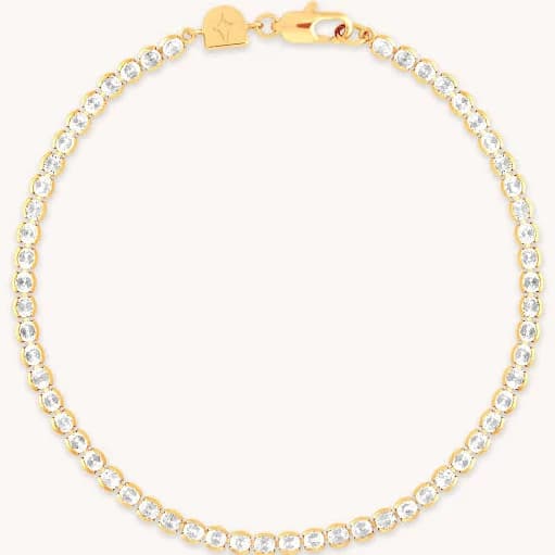 Astrid & Miyu 18K Gold Plated Recycled Sterling Silver Bezel Tennis Chain Bracelet