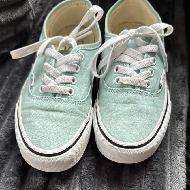 Vans Shoes | Vans Authentic Low Sneakers Shoes Mint Green Canvas White Laces | Color: Green/White | Size: 5.5 | Laurakmahoney's Closet