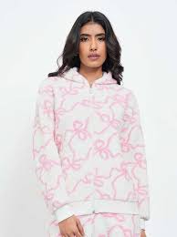 Dreamz By Pantaloons White Regular Fit Printed Nightwear Hoodie
