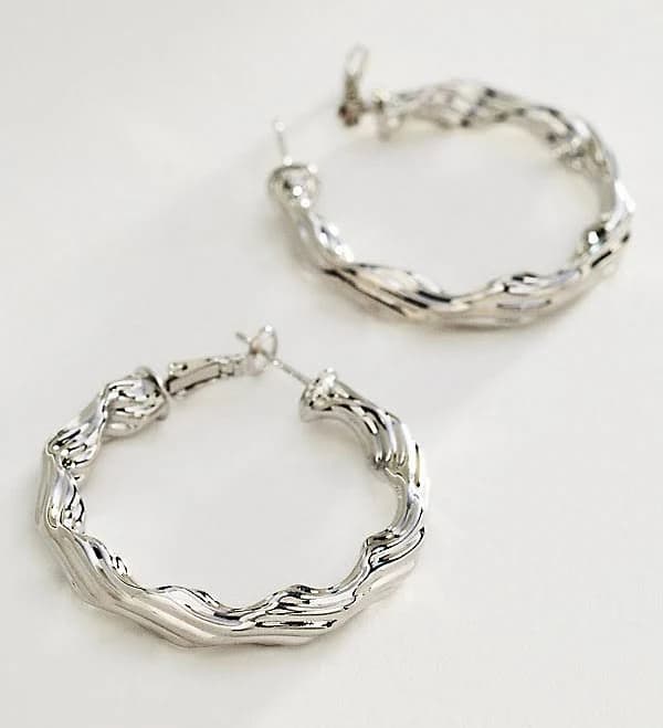 Anthropologie Wavy Textured Hoop Earrings
