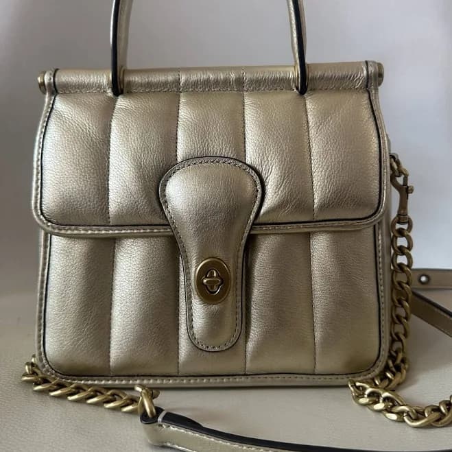 Coach Women's Willis 18 Metallic Calf Leather Top Handle Bag