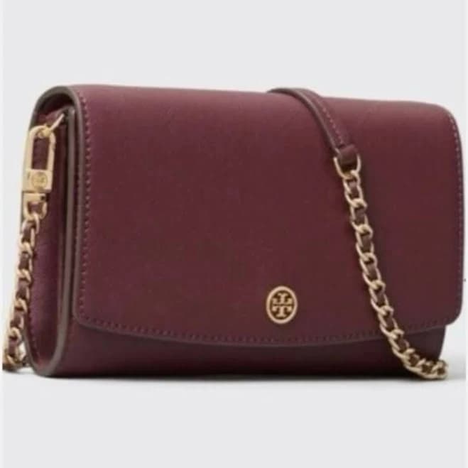 Tory Burch Robinson Chain Crossbody Bag - Women | Color: Burgundy/Gold