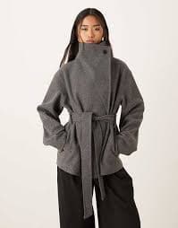 Gina Tricot high neck short jacket in gray | ASOS