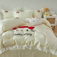 Sanrio Hello Kitty Bedding Set Double Bed Queen Size Flat Sheet Duvet Cover Pillowcase Kids Winter Bed Linens Home Textile Gift - Walmart.com