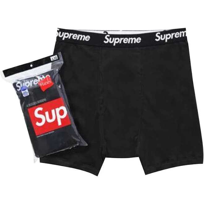 Supreme Hanes Boxer Briefs (4 Pack) 'Black' | Men's Size L