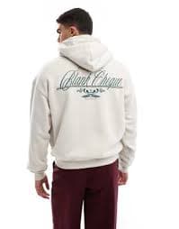 Cotton On box fit hoodie with blank cheque graphic in cream | ASOS