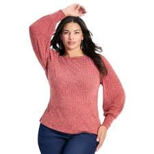 Avenue Women's Plus Size Jessica Rib Hacci Knit Top - Walmart Business Supplies