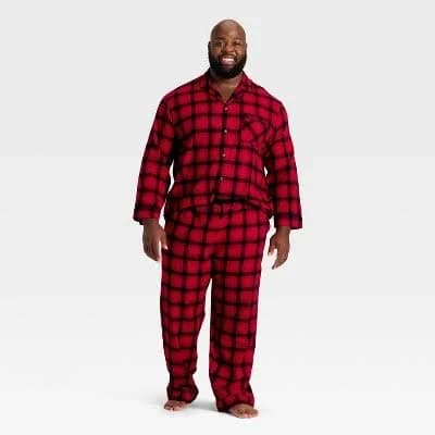 Wondershop Men's Big & Tall Plaid Flannel Pajama Set