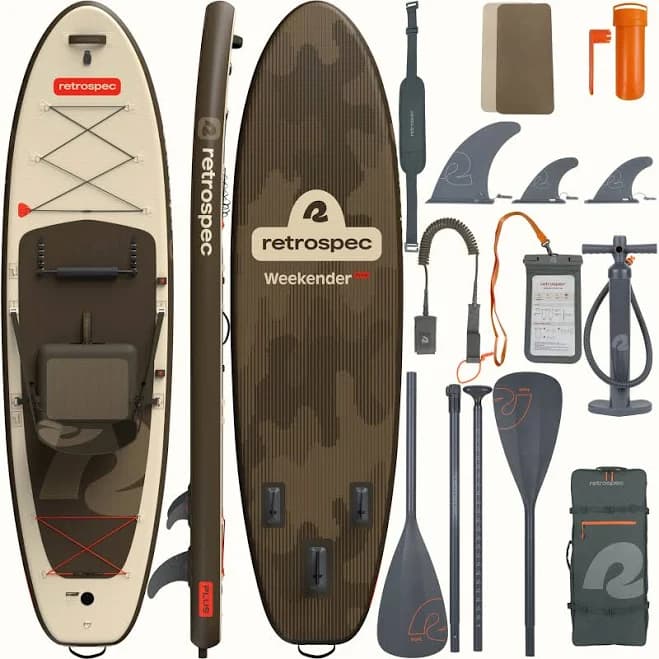 Retrospec Weekender Plus Inflatable Stand Up Paddle Board Kayak Hybrid Kit