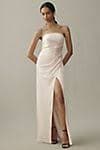 BHLDN Danielle Strapless Side-Slit Stretch Satin Maxi Dress | Anthropologie