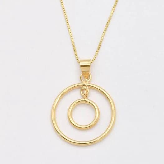 Adina Minimalist Round Gold Double Pendant Necklace