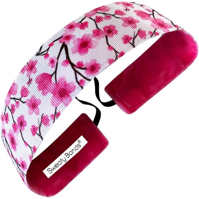Cherry Blossom Wide Floral Sweaty Band