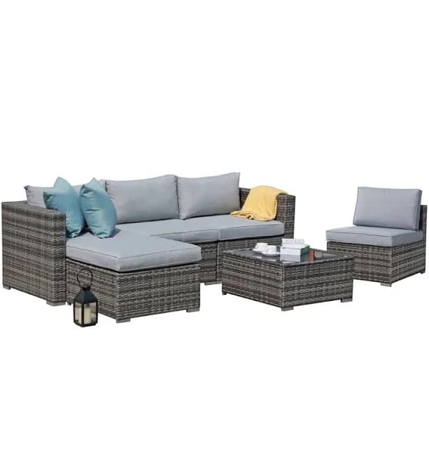 Latitude Run Eudy Wicker 4 - Person Modular Patio Conversation Set with Cushions