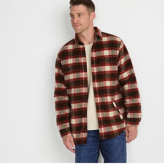 Lands' End Super Brushed Plaid Shirt Jacket