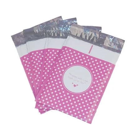 Proline Packed with Love from Us to You Pink Dot Poly Bubble Shipping Mailers