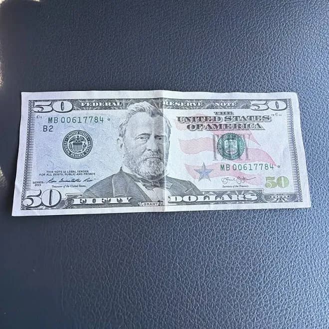 $50 Dollar Star Note Bill 2013. Low Serial Number Mb 00617784 ️