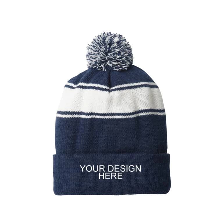 Tek Sport-tek? Stripe Pom Pom Beanie