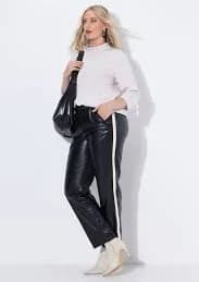 Faux Leather Side Stripe Pants