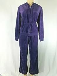 Women's 2 PC Active Wear Dark Purple Velour BLING Zipper NY&CO SPORT Size S