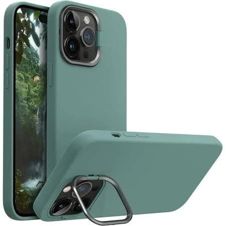 Iphone 14 Pro Max Case with Stand/Kickstand,Silicone Shockproof Slim Thin Phone Case for iPhone 14 Pro Max 6.7 inch (Green)