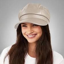 Voilipex Womens PU Leather Newsboy Cap 8 Panel Paperboy Newsie Cap Bakerboy Beret Cabbie Hat (Beige) at Amazon Women's Clothing store
