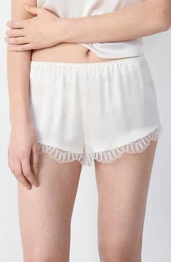 Etam Lace Trim Silk Shorts