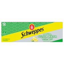 Schweppes Seltzer Water, Sparkling, Lemon Lime, 12 Pack