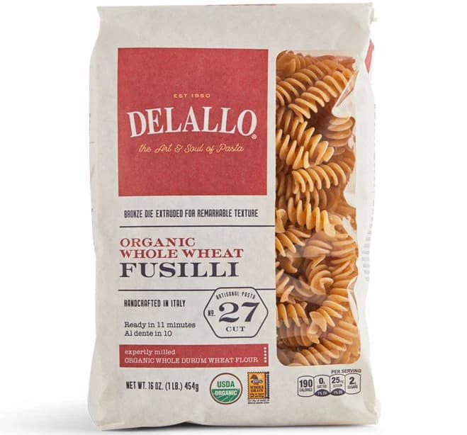 Delallo Organic Whole Wheat Fusilli Pasta No.27