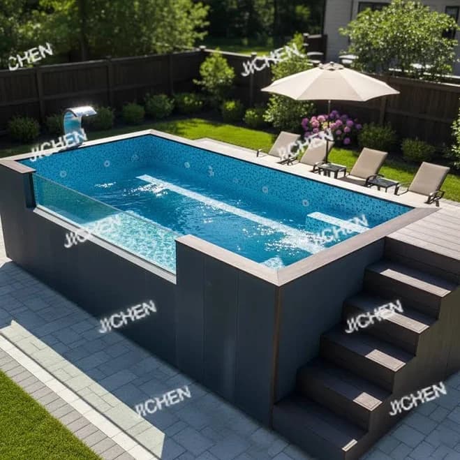 DepositCustom 20ft Container Pool Acrylic Fiberglass Wood Spa Hot Diving Pool