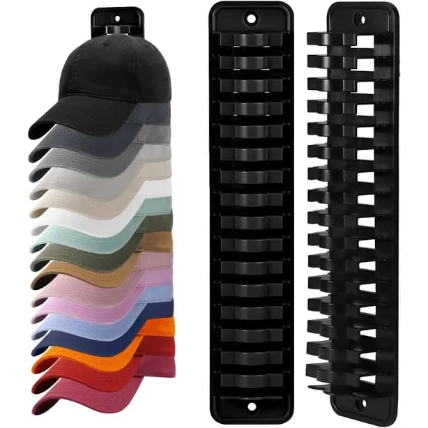 Baseball Cap Organizer for Wall, 1 Pack Hat Rack for Closet & Door, Vertical Hat Holder with Large Capacity, Space Saving Cap Display Rack, No to Hat