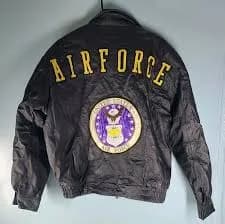 US Army Air Force USA Men's Black Leather Bomber Jacket Medium