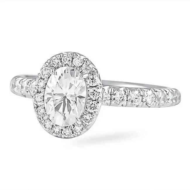 Lauren B Jewelry White Gold Oval Moissanite Halo Engagement Ring