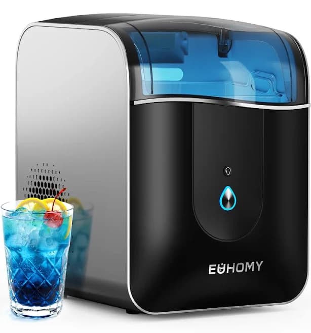 Euhomy - Countertop Nugget Ice Maker - 40lbs/24H, Smart APP Control, Auto Clean & 24H Timer for Home/Office/Bar - Black