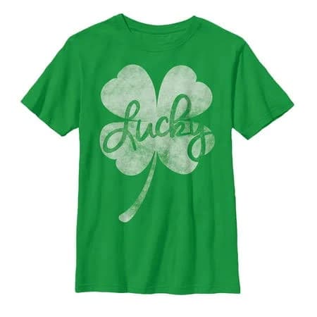 Lost Gods Boys' St. Patrick's Day Lucky Retro Shamrock Graphic Tee