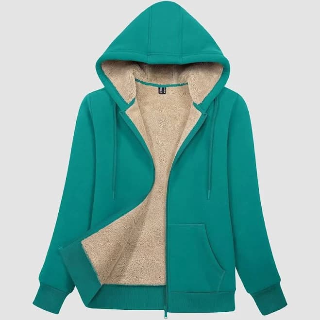 Women's Sherpa Lined Fleece Zip-Up Hoodie