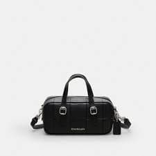 Alter/Ego Mini Satchel Bag In Checkerboard Upcrafted Leather With Crossbody Strap | Coachtopia ™