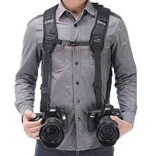 Camera Shoulder Double Strap Harness Quick Release Adjustable Dual Camera Tether Strap with Safety Tether for DSLR SLR Camera (Focus) - Walmart.com