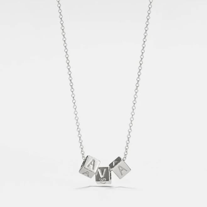Cubic Letter Bead Name Charm Necklace