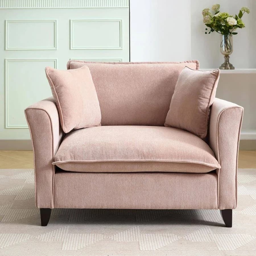Noble House Small 46.9 in. Chenille Upholstered Accent Chair with Pillows