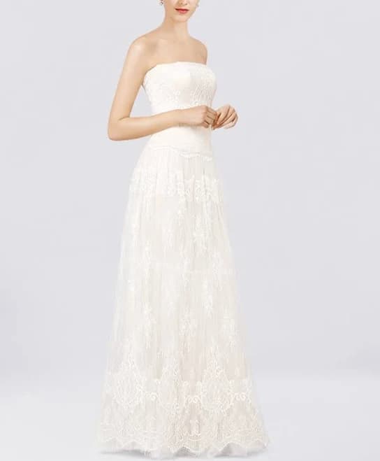 Lace Strapless Wedding Dress
