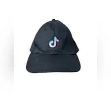 Tik Tok Black Hat Strapback Twill Cotton Baseball Cap Adjustable Embroidered Log