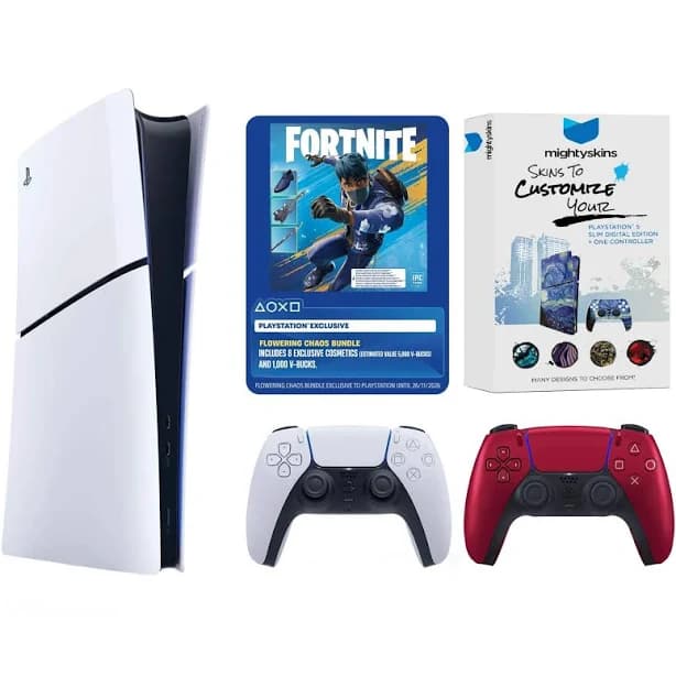 PlayStation 5 Digital Fortnite Flowering Chaos Bundle with Extra Controller and MightySkins Code - PlayStation 5