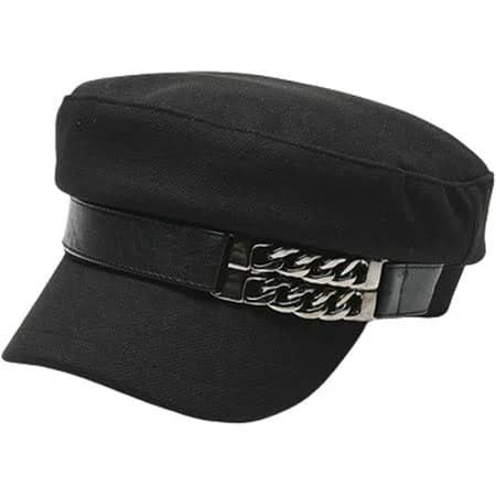 Retro Flat Newsboy Cap with Chain