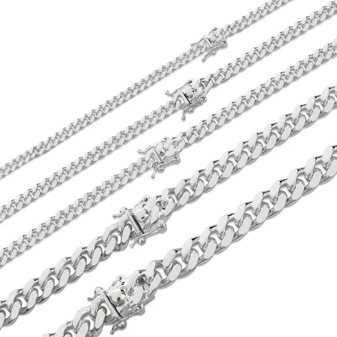 Miami Cuban Link Chain Necklace in 925 Sterling Silver