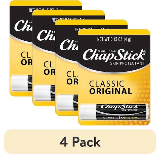 (4 pack) ChapStick Classic Original Lip Balm, 1 Tube - 0.15 oz, Yellow